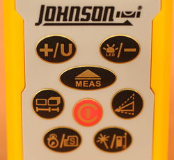 The blister buttons on Johnson's Laser Distance Measure keep the unit free from dirt and make it easy to preform many of the features of this measuring tool. 