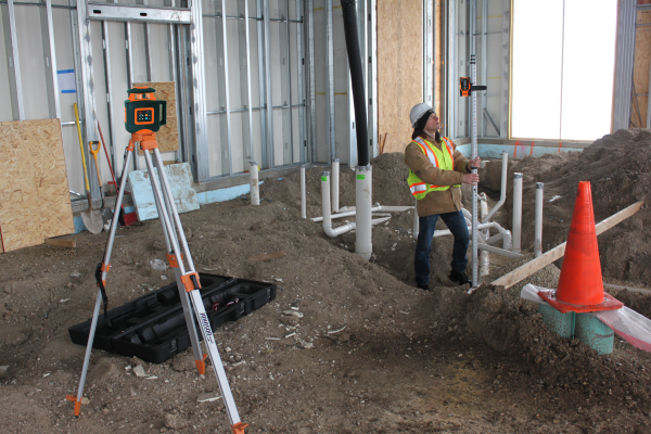 Johnson rotary laser level self-leveling on the job site