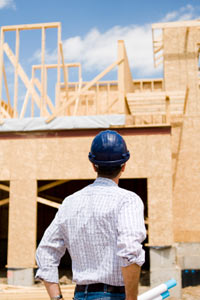 construction foreman looking over jobsite