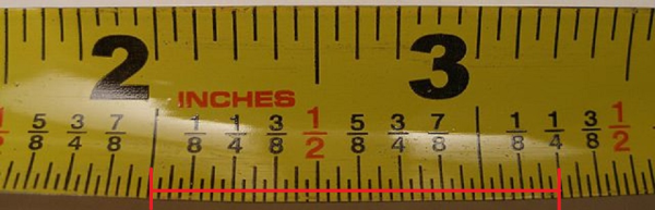1 and 1/4 inches on tape measure